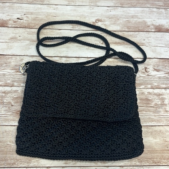 The Sak Mini Crossbody Black Crocheted Nylon Soft Durable - Picture 1 of 10